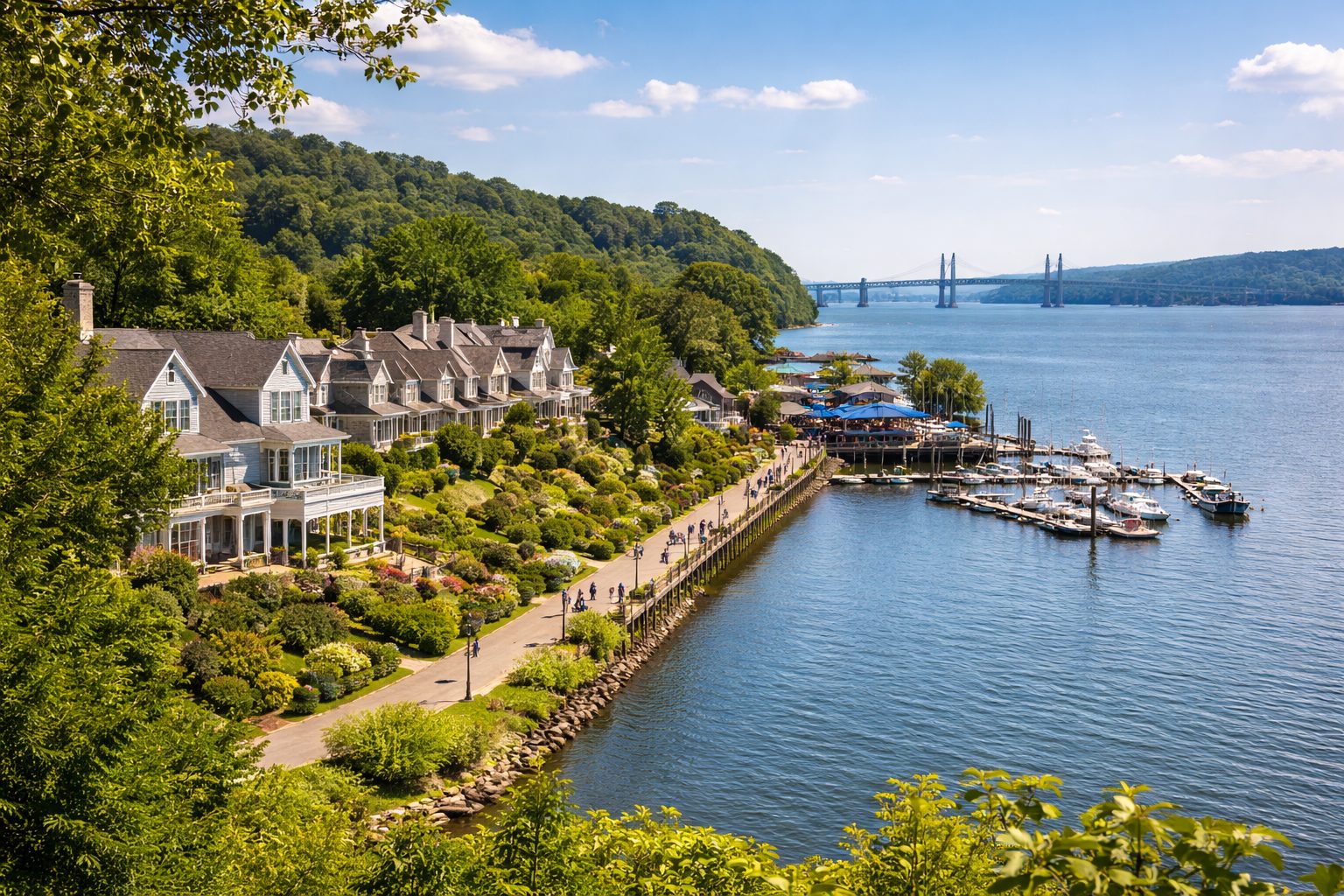 River towns of Westchester NY housing market trends along the Hudson River featuring waterfront homes, marinas, and residential communities